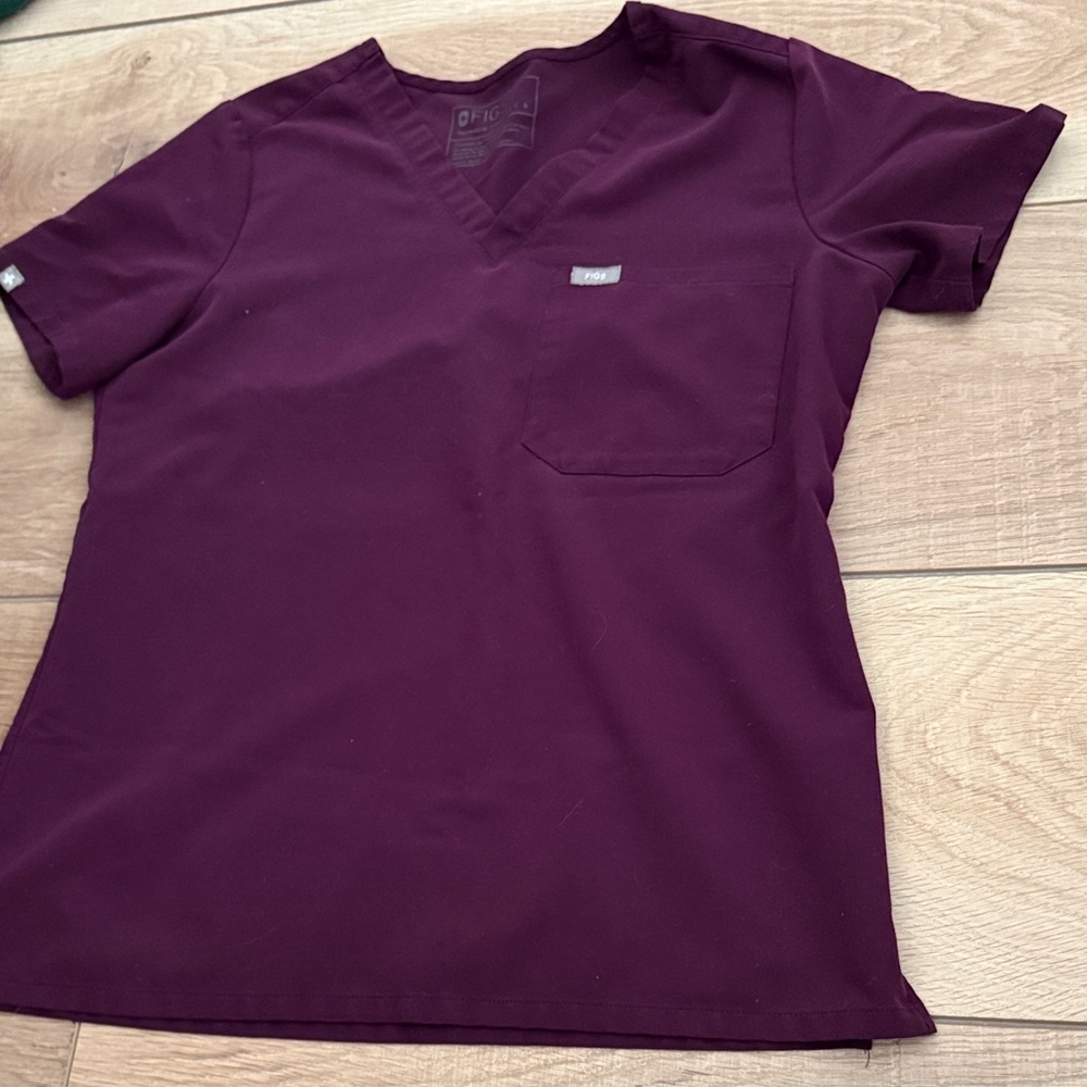 Figs Deep Purple V-Neck Scrub Top
